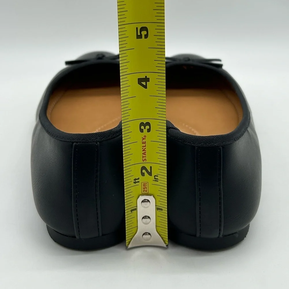 Moxy Black Vegan Ballet Flats Bow Detail | Women’s Size 7.5 | New With Box